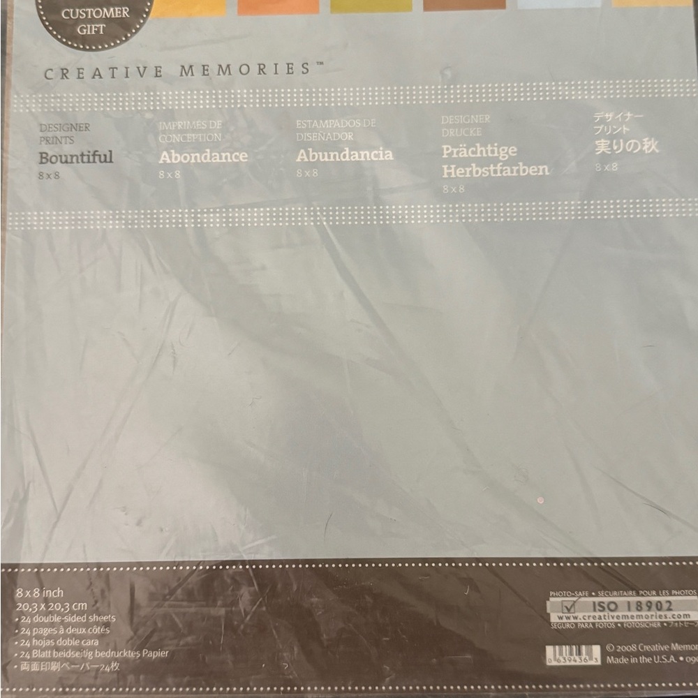 Creative Memories 8 x 8 bountiful paper. 22 pages double-sided sheets.